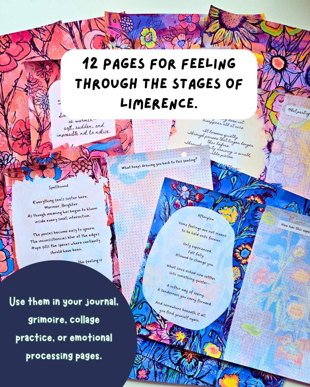 A Study of Limerence Journaling & Collage Paper Set | 12 Printed Art Pages